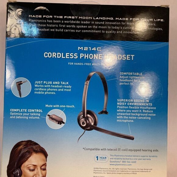 CORDLESS PHONE HEADSET PLANTRONICS M214C NEW IN BOX - Picture 5 of 6